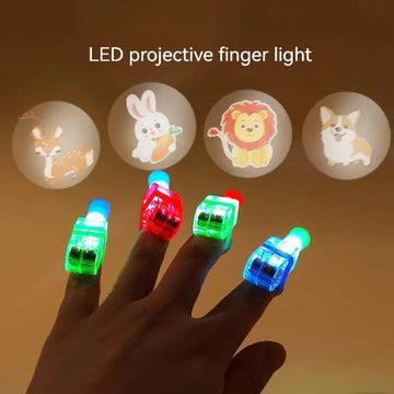 Set of four LED finger projector toys